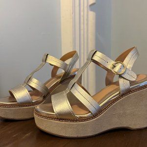 Cole Haan Cloudfeel All Day Gold Wedge Sandals
